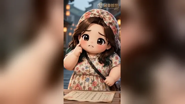 花裙女孩在燈籠街市中交談的可愛 AI 人物短劇畫面
