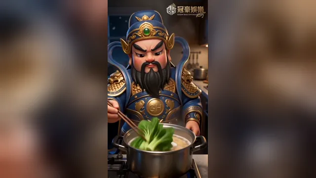 Q 版灶神在火焰與廚房場景中查看凌晨訊息的 AI 短劇畫面